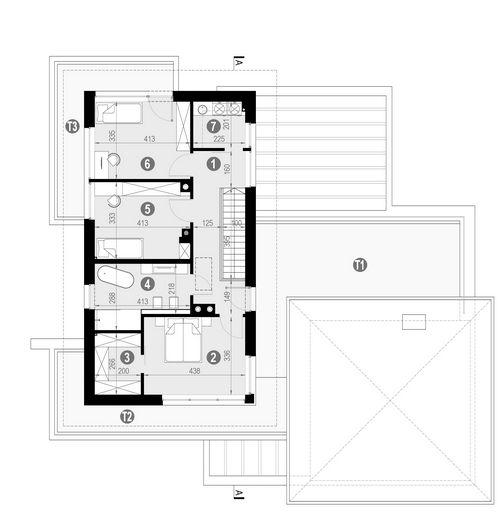 Rzut piętra POW. 140,7 m²