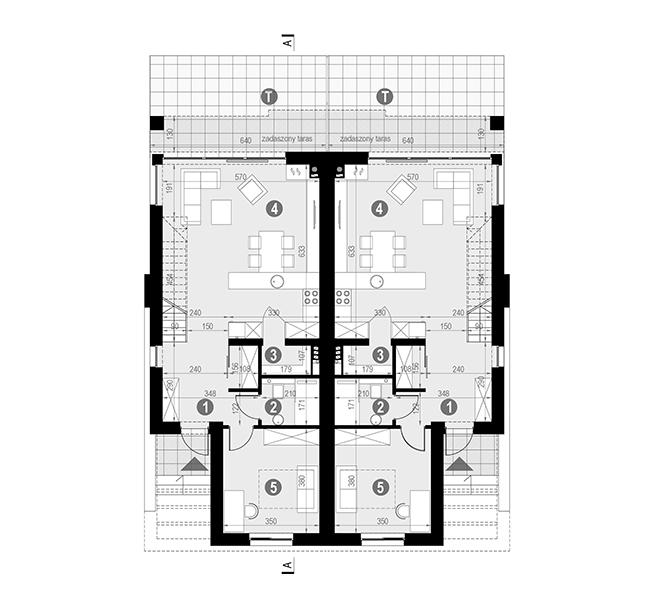 Rzut parteru POW. 63,5 m²