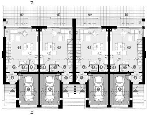 Rzut parteru POW. 63,7 m²