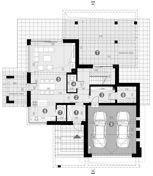 Rzut parteru POW. 109,9 m²