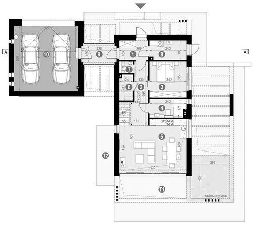 Rzut parteru POW. 112,0 m²
