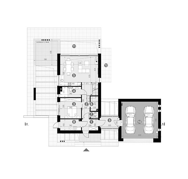 Rzut parteru POW. 112,0 m²