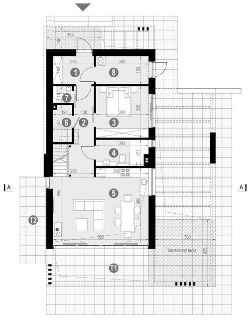 Rzut parteru POW. 70,1 m²
