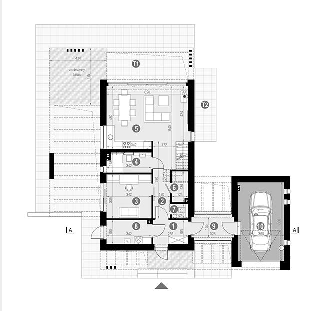 Rzut parteru POW. 95,4 m²