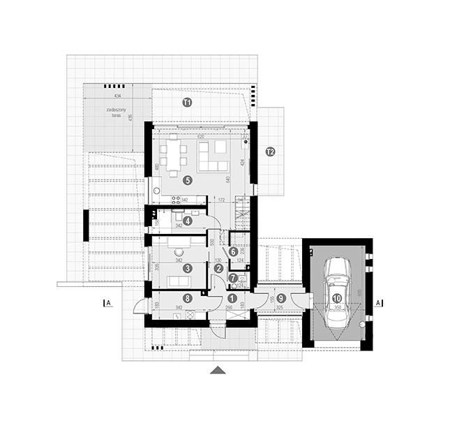 Rzut parteru POW. 95,4 m²