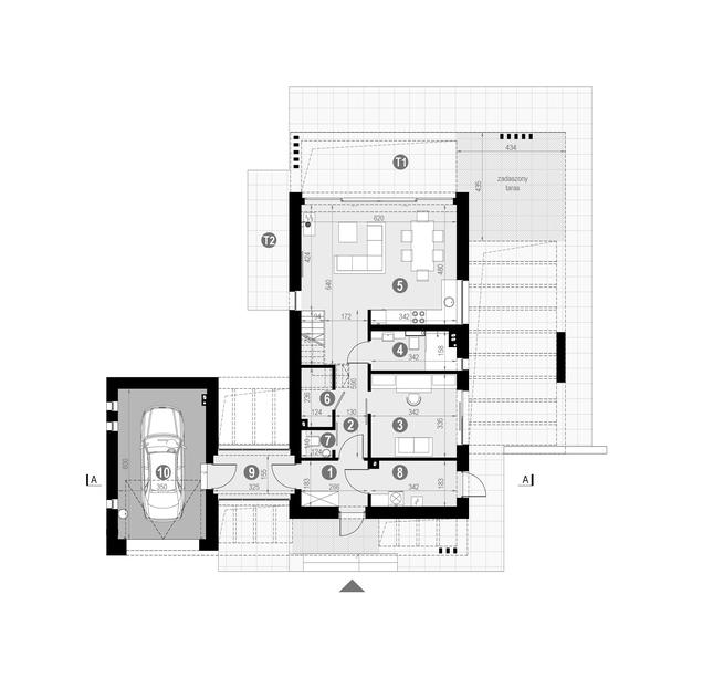 Rzut parteru lustro POW. 95,4 m²
