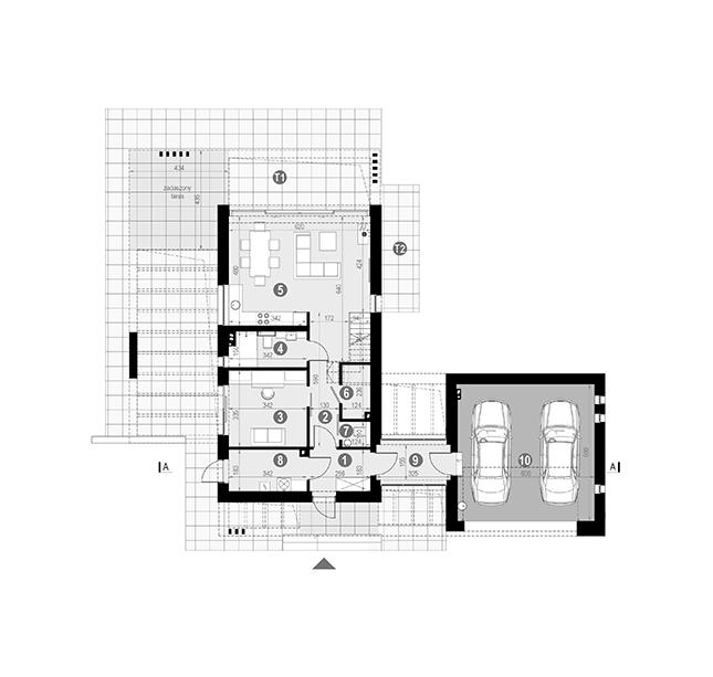 Rzut parteru POW. 110,4 m²