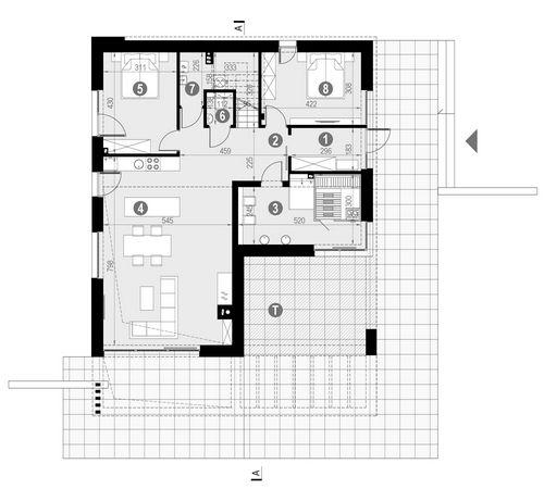 Rzut parteru POW. 107,9 m²