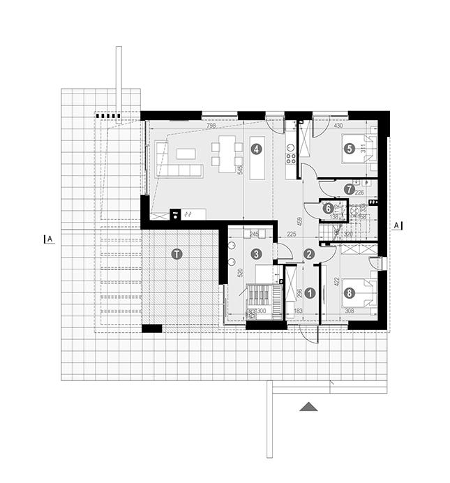 Rzut parteru POW. 107,9 m²