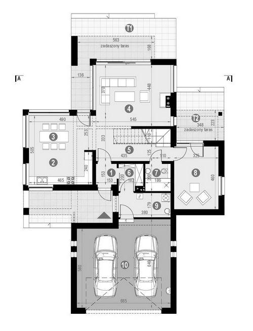Rzut parteru POW. 132,2 m²
