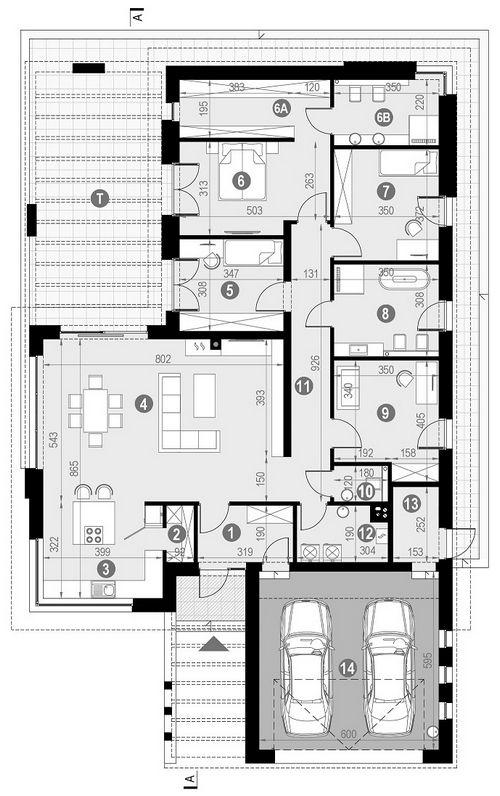 Rzut parteru POW. 203,2 m²