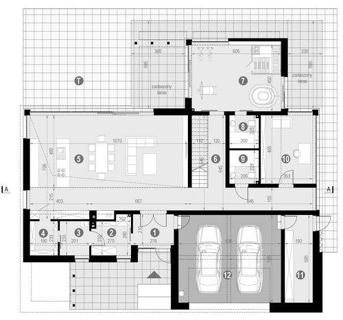Rzut parteru POW. 222,1 m²