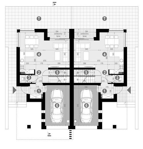 Rzut parteru POW. 61,5 m²