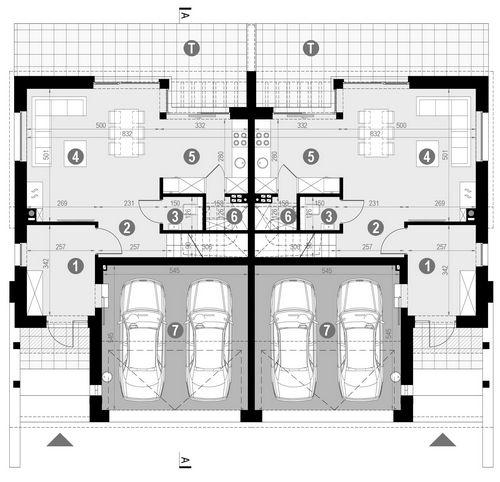 Rzut parteru POW. 81,9 m²