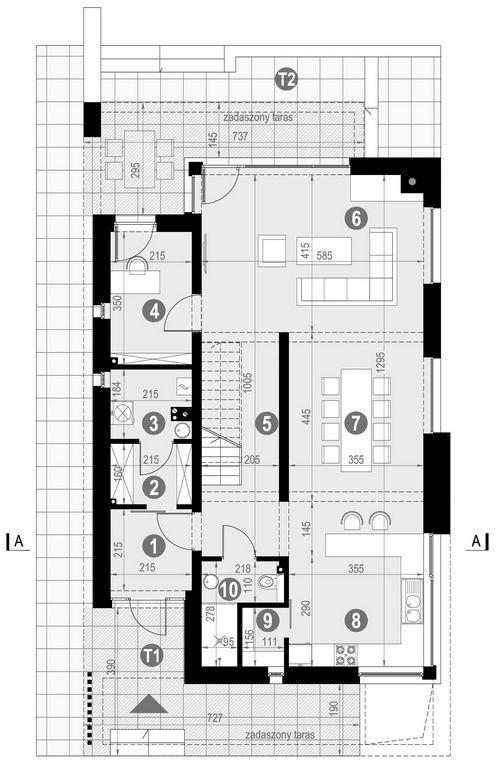 Rzut parteru POW. 92,3 m²