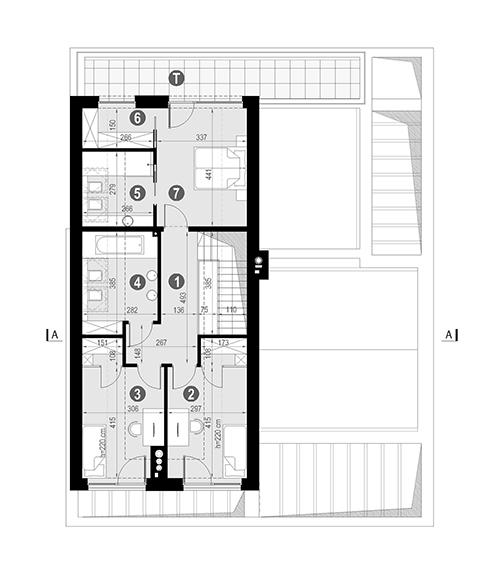 Rzut poddasza lustro POW. 93,5 m²
