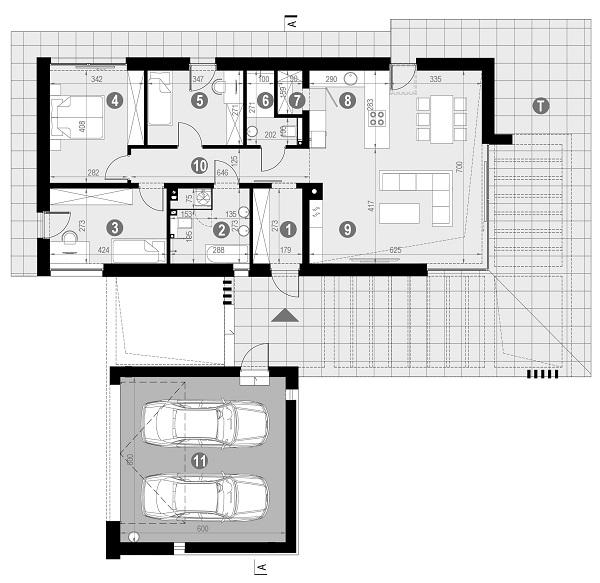 Rzut parteru POW. 139,3 m²