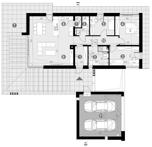 Rzut parteru lustro POW. 139,3 m²
