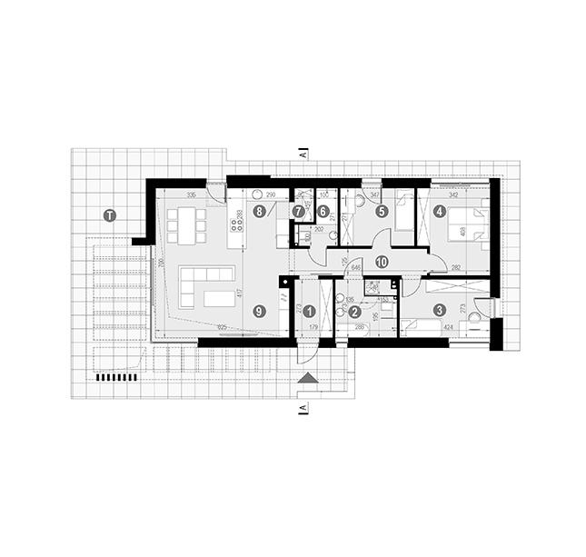 Rzut parteru lustro POW. 103,4 m²