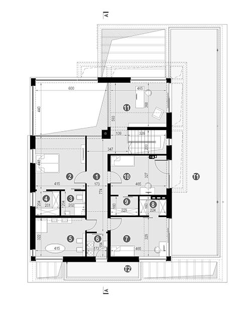 Rzut piętra POW. 198,8 m²