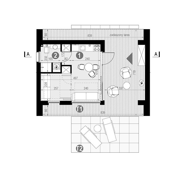 Rzut parteru POW. 22,7 m²