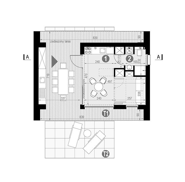 Rzut parteru lustro POW. 22,6 m²