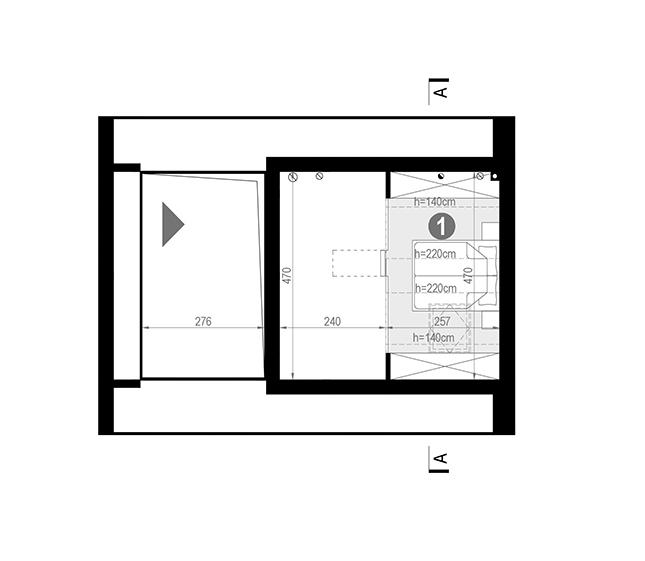 Rzut poddasza lustro: aranżacja alternatywna POW. 11,9 m²