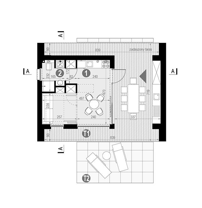 Rzut parteru POW. 22,6 m²