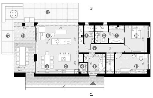 Rzut parteru POW. 102,2 m²
