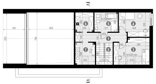 Rzut poddasza POW. 65,4 m²