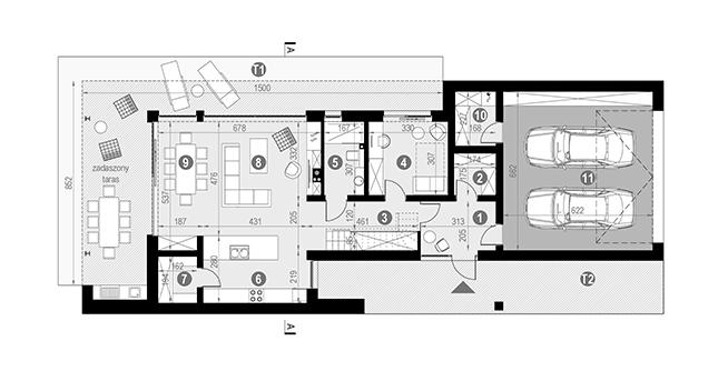 Rzut parteru POW. 123,7 m²