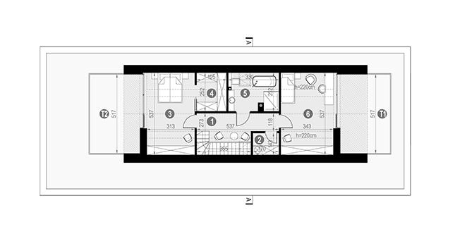 Rzut poddasza lustro POW. 92,5 m²