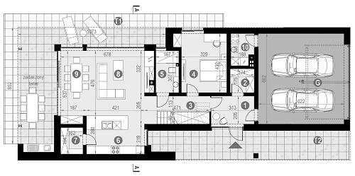 Rzut parteru POW. 128,0 m²