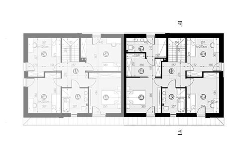 Rzut poddasza: Segment A - patrz HK93B (bliźniak, segment A) POW. 80,3 m²