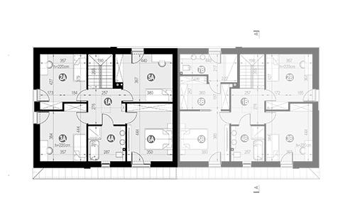 Rzut poddasza: Segment B - patrz HK93B (bliźniak, segment B) POW. 80,1 m²