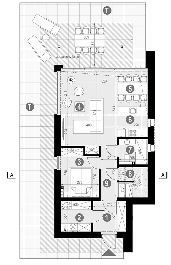 Rzut parteru POW. 67,3 m²