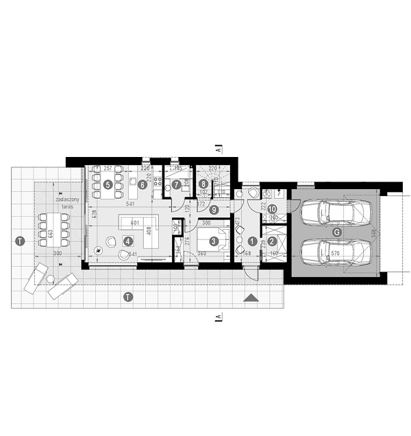 Rzut parteru POW. 102,0 m²
