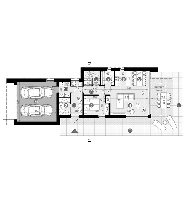 Rzut parteru lustro POW. 102,0 m²