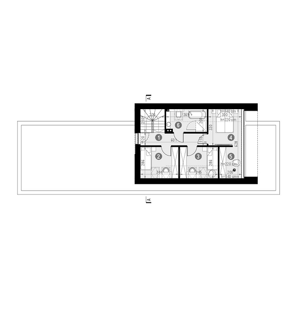Rzut poddasza lustro POW. 51,8 m²