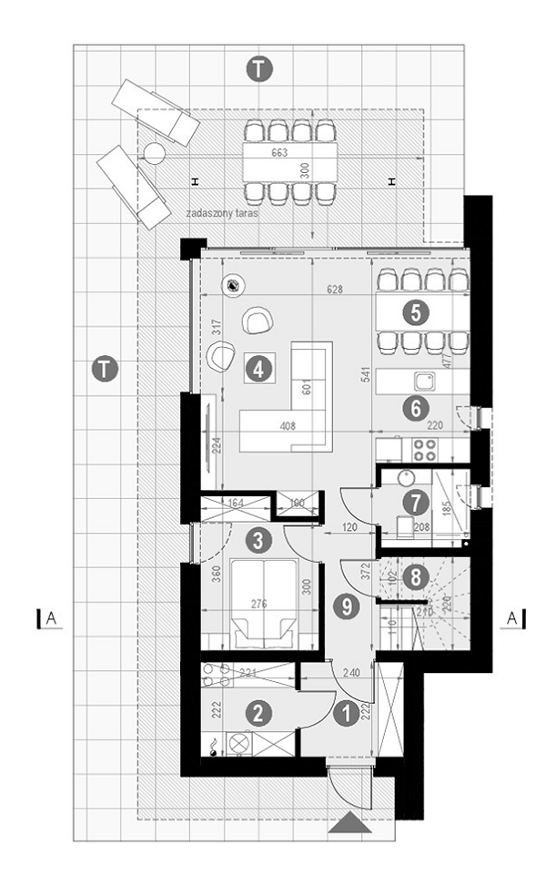 Rzut parteru POW. 64,5 m²