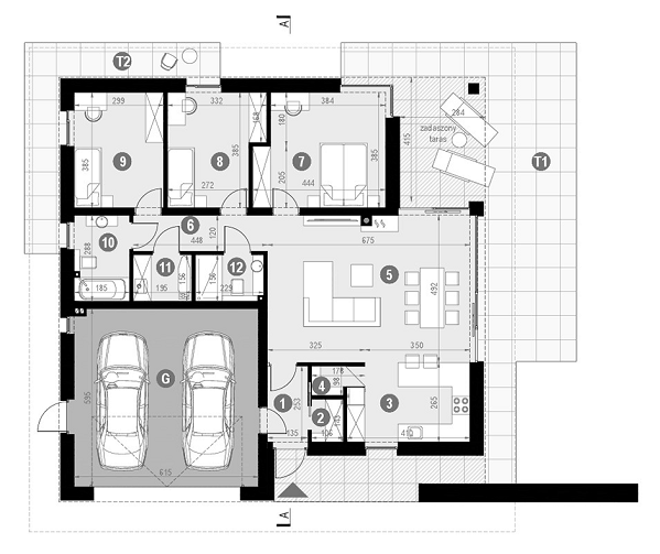 Rzut parteru POW. 142,6 m²