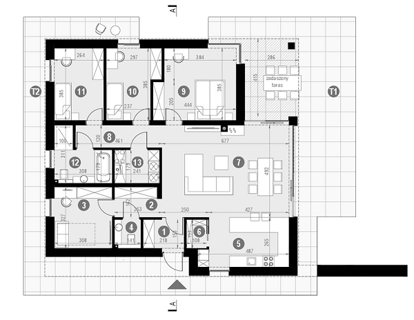 Rzut parteru POW. 119,1 m²