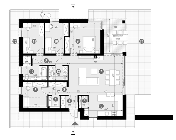 Rzut parteru POW. 119,1 m²