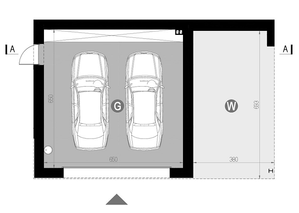 Rzut parteru lustro POW. 42,2 m²