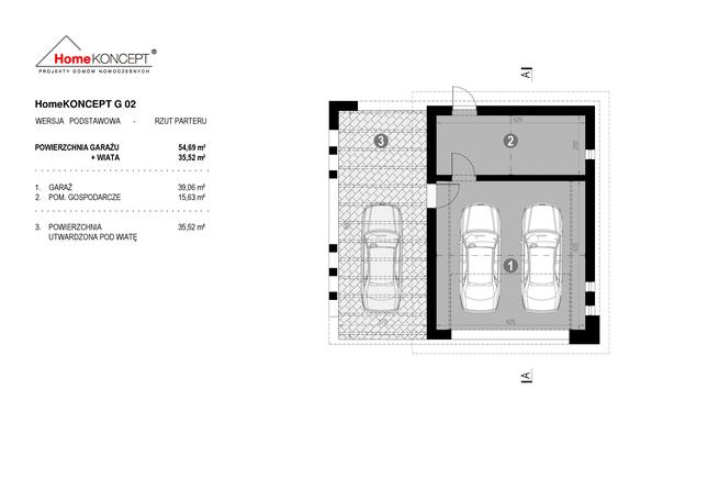 Rzut parteru POW. 54,7 m²