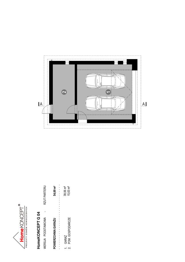 Rzut parteru POW. 54,7 m²