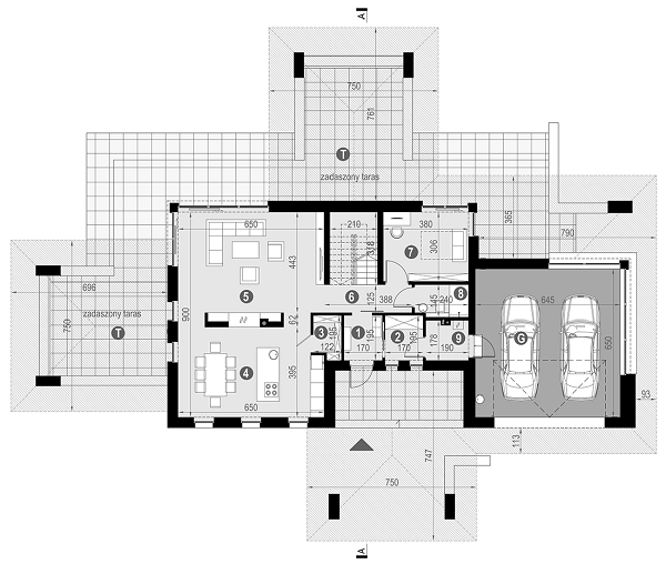 Rzut parteru POW. 131,2 m²
