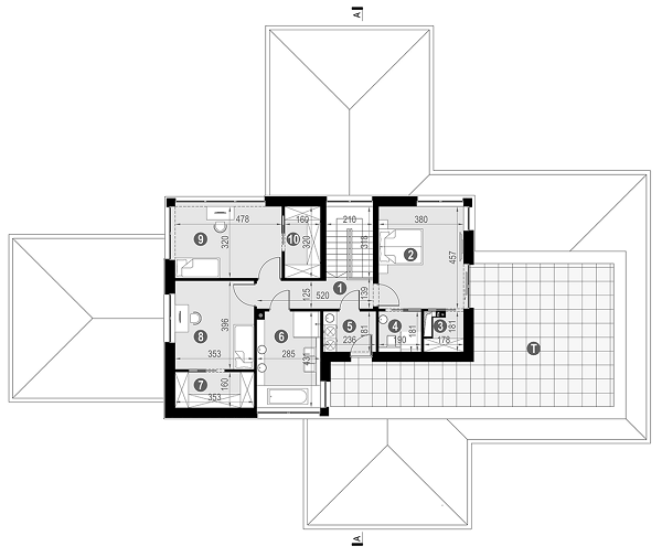 Rzut piętra POW. 140,4 m²