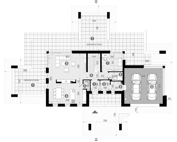 Rzut parteru POW. 124,3 m²