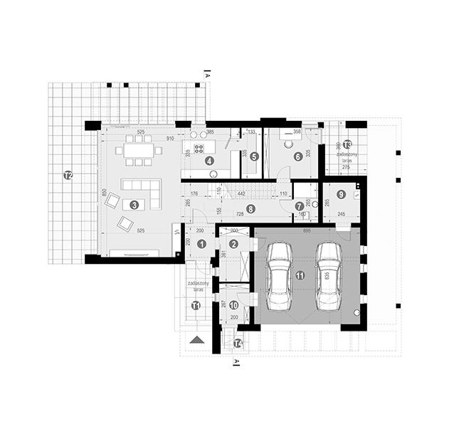Rzut parteru POW. 163,9 m²